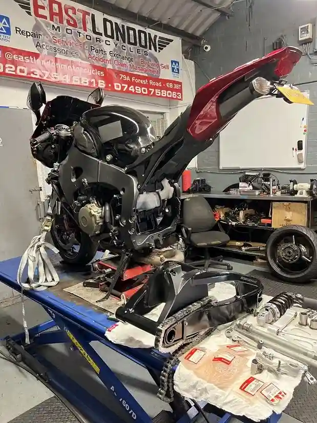 Motorcycle work at East London Motorcycles